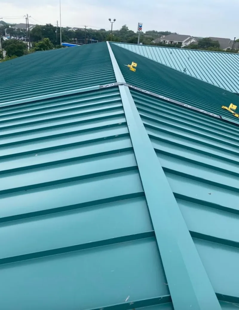 Green commercial metal roof ridge and valley for Metal Roof Repair in Gloucester Point